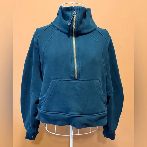 Lululemon Women's Scuba Oversized Funnel Neck Half Zip Storm Teal M/L - Picture 4 of 8